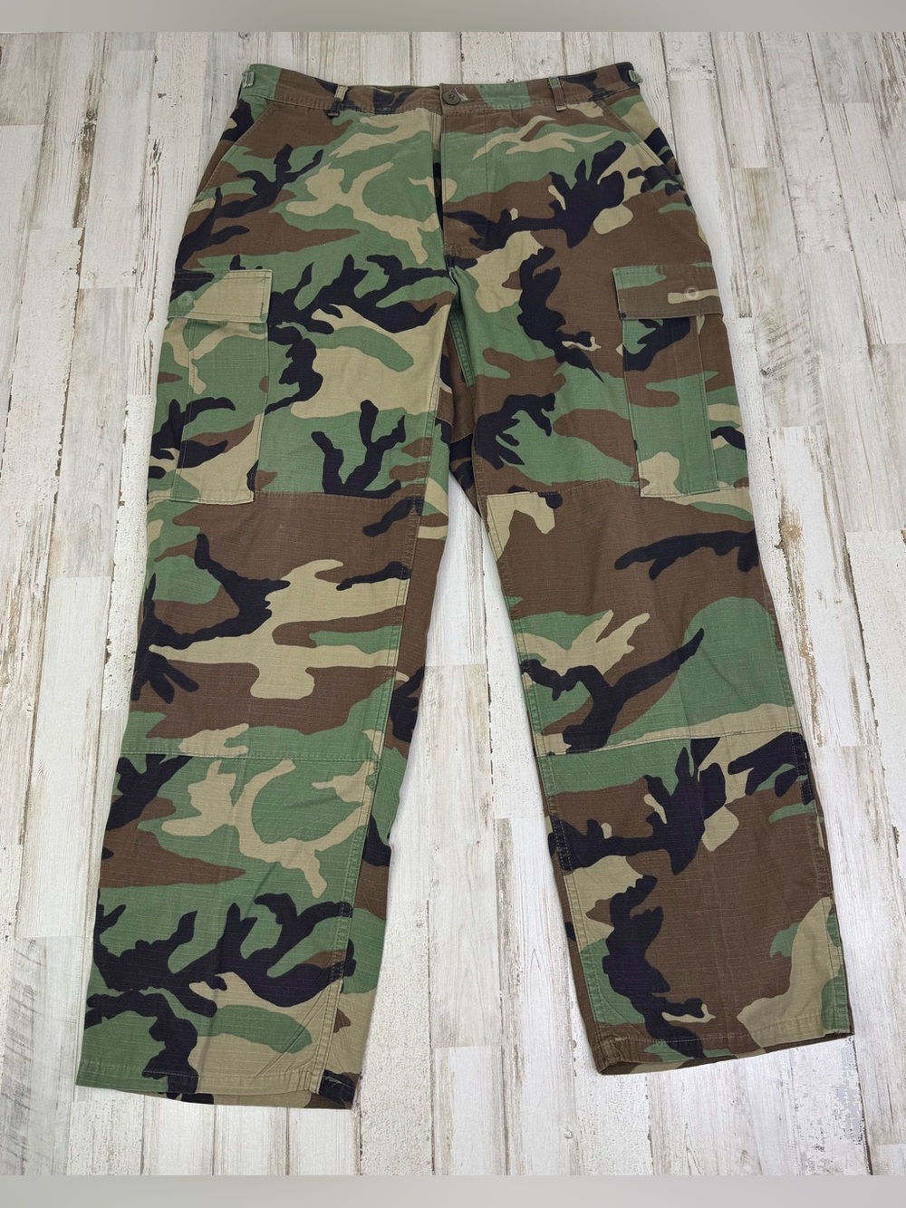 US Army Pant Mens 34x29 Woodland Camo Cargo Straight Military Uniform Combat